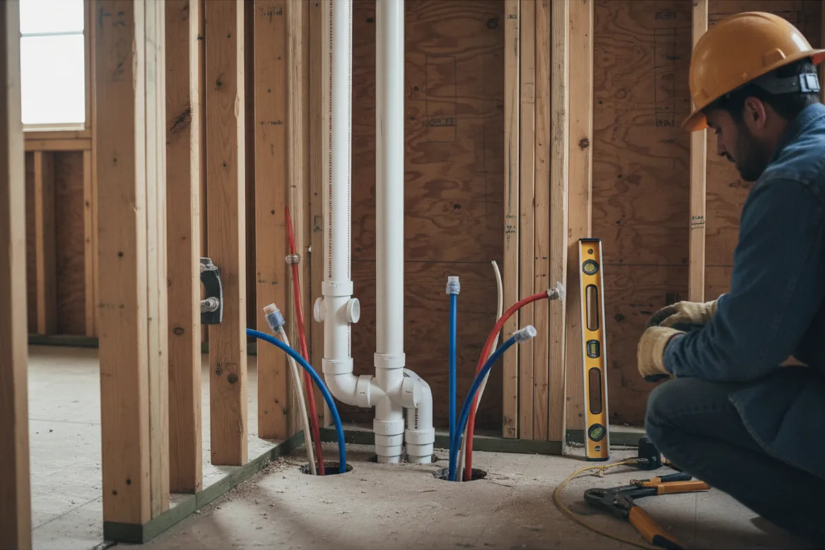 Drain and supply rough-in during Toilet Repair and Installation in Newport